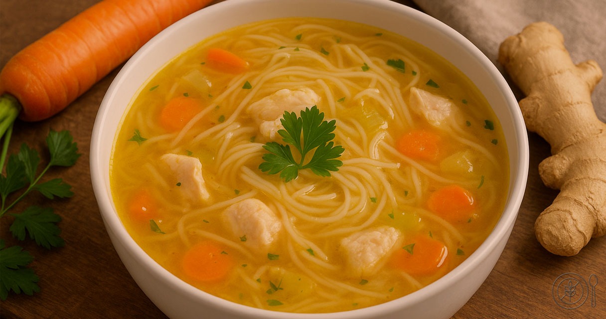 Piščančja juha z riževimi rezanci – juha, ki pomiri želodec in misli