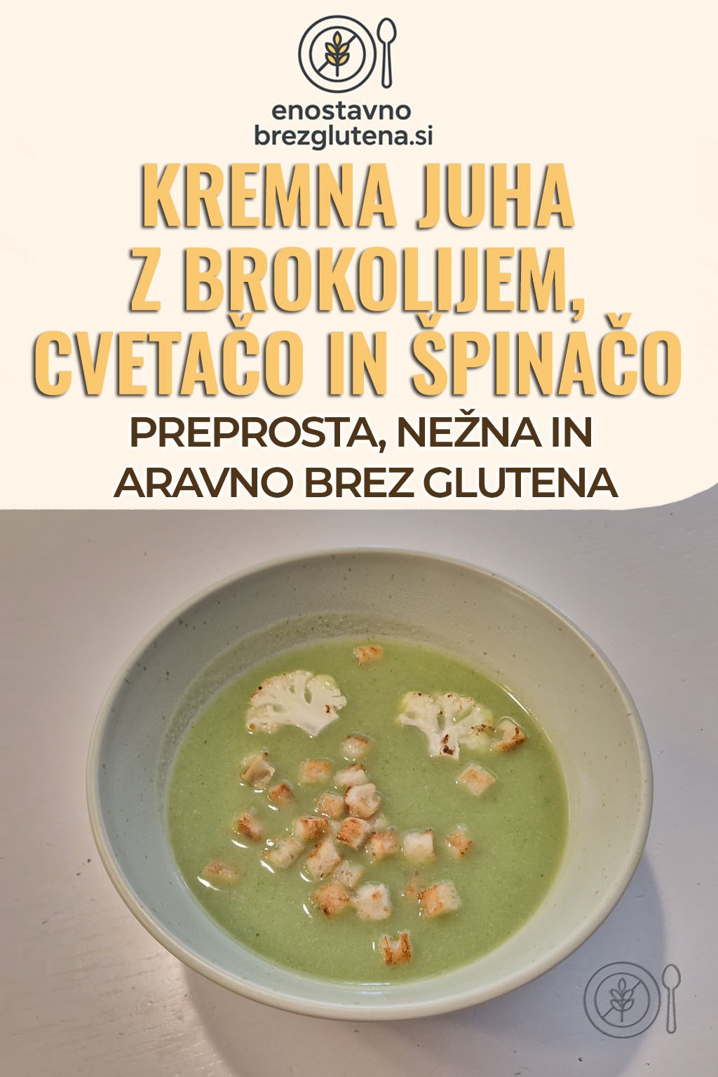 Kremna juha z brokolijem, cvetačo in špinačo pinterest